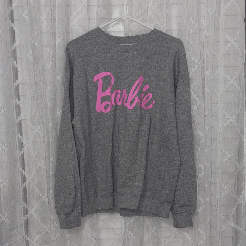 Barbie Gray Graphic Sweatshirt with Pink Logo